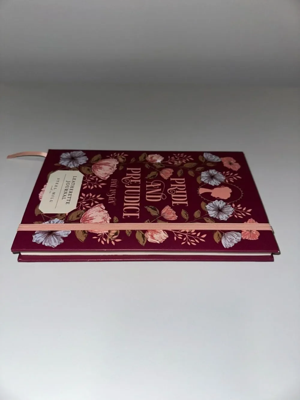 Steel Mill Burgundy Floral Pride & Prejudice Book Club Elastic Cord Journal